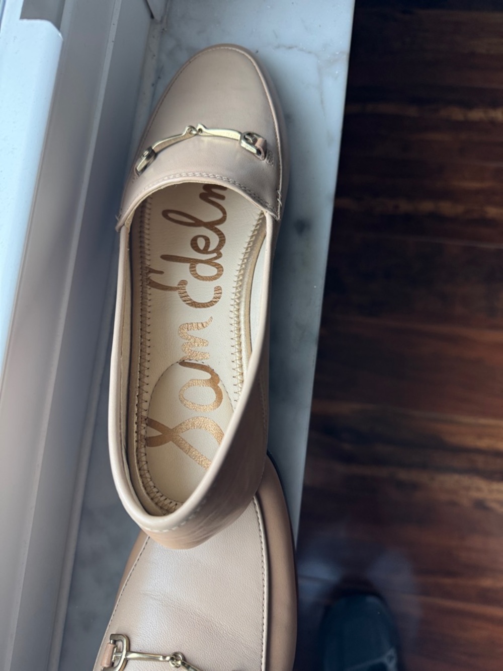 Sam Edelman Nude/Tan Leather Loafer with Gold Bit